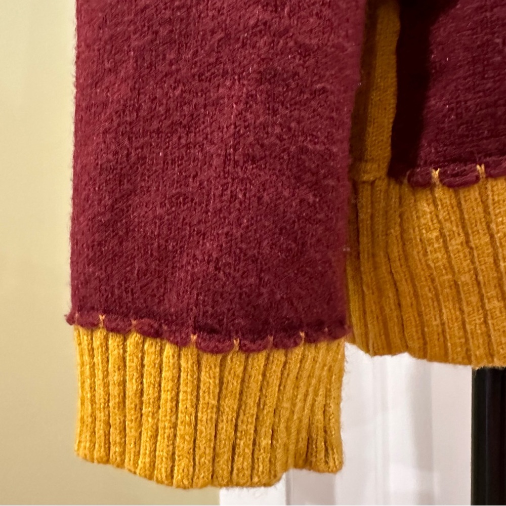 Fall Color Patchwork Colorblock Crew Neck Sweater Large Gold - Picture 9 of 10